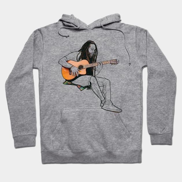 The Guitarist Hoodie by Artprintzilla